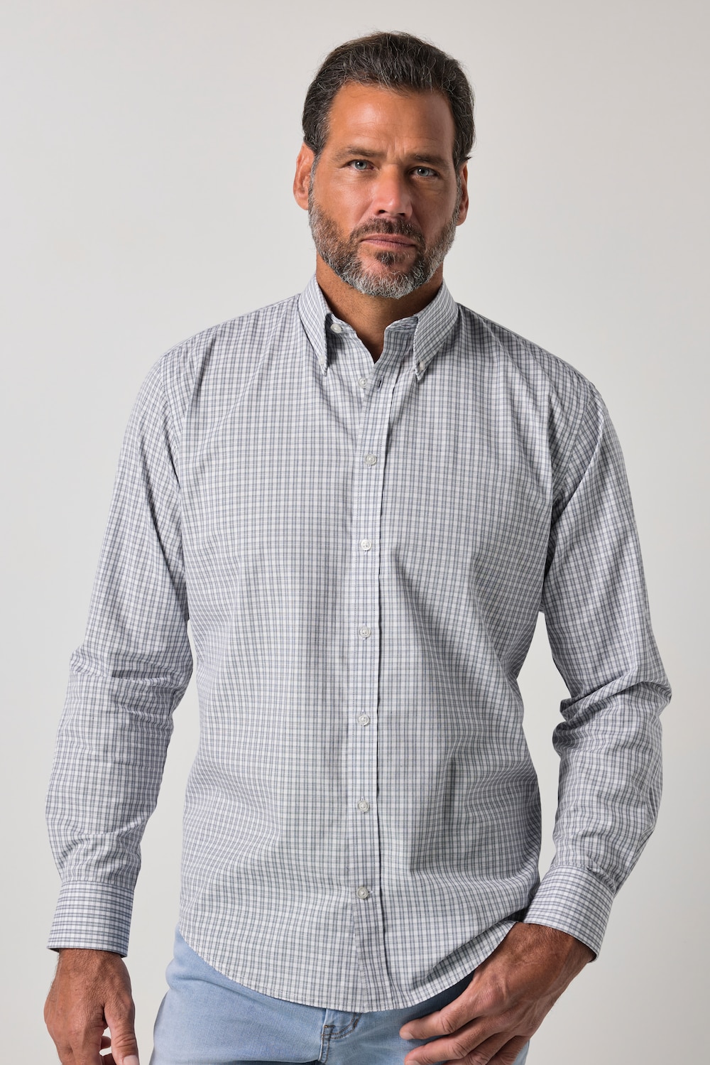 Karohemd, Langarm, Modern Fit, Buttondown-Kragen, bis 8 XL
