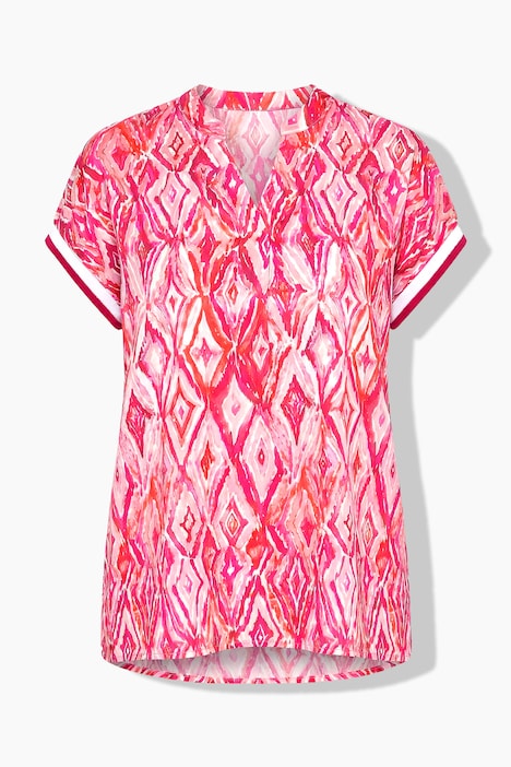 Bluse, relaxed fit, satin, allover-print, overskårne skuldre