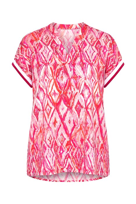 Halenka, volný střih, satén, celoplošný potisk, spadlá ramena