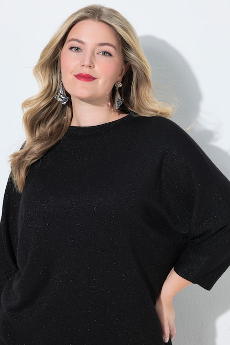 Trui, geruite structuur, glittereffect, opstaande kraag