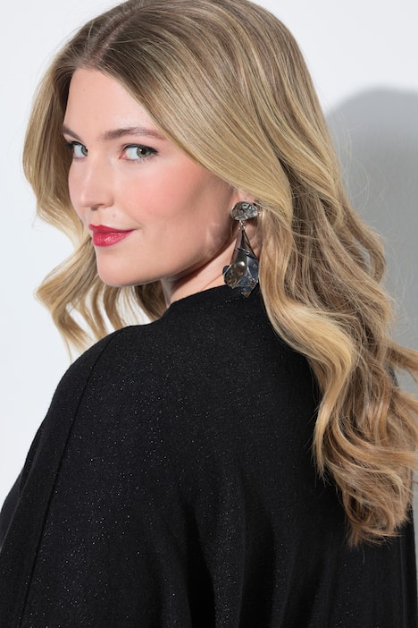 Trui, geruite structuur, glittereffect, opstaande kraag