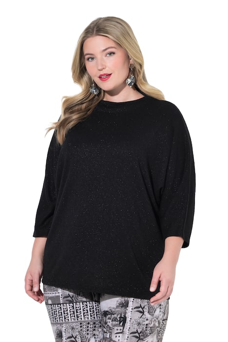 Svetr s kosočtverečkovou strukturou, třpytivým efektem a stojáčkem