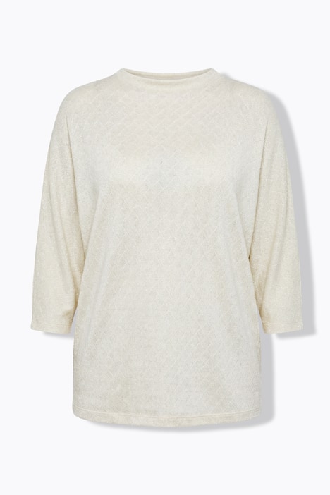 Trui, geruite structuur, glittereffect, opstaande kraag