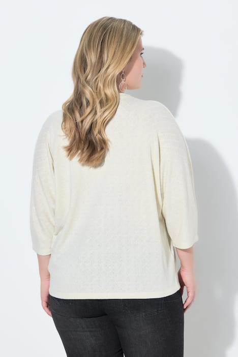 Trui, geruite structuur, glittereffect, opstaande kraag