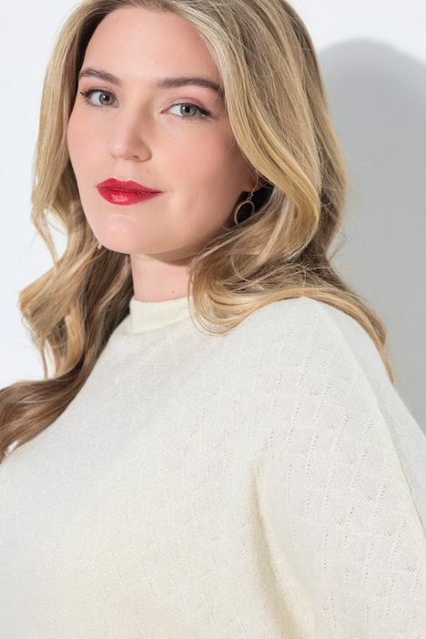 Trui, geruite structuur, glittereffect, opstaande kraag