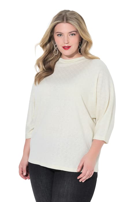 Svetr s kosočtverečkovou strukturou, třpytivým efektem a stojáčkem