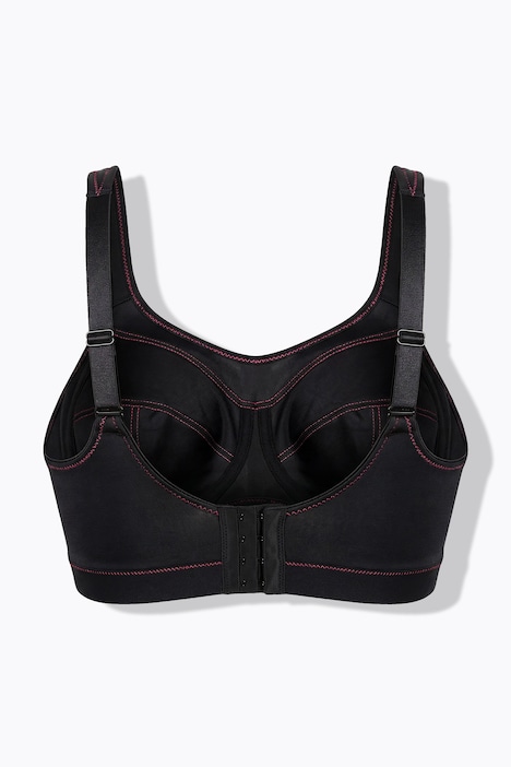 Sportovní podprsenka, ozdobné švy, bez měkkých košíčků, bez kostic, košíčky B–F