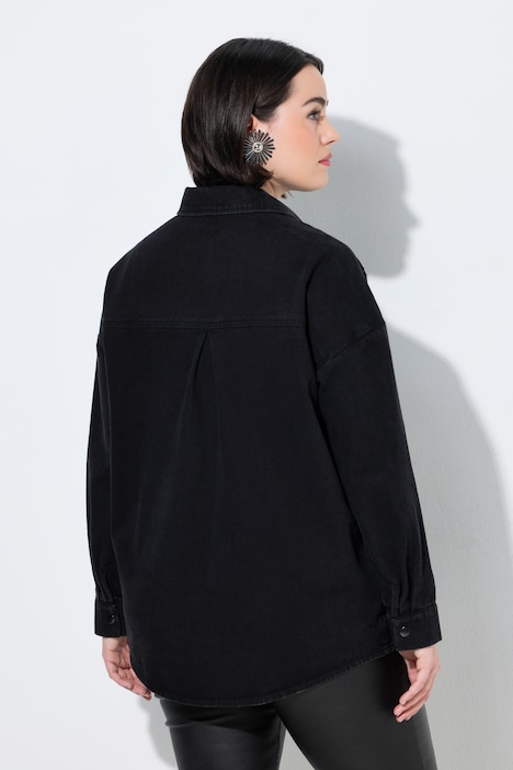 Jeansjacke, Ziersteinchen, Hemdkragen