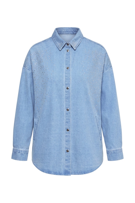 Jeansjacke, Ziersteinchen, Hemdkragen