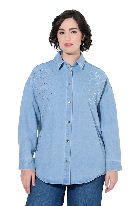 Jeansjacke, Ziersteinchen, Hemdkragen