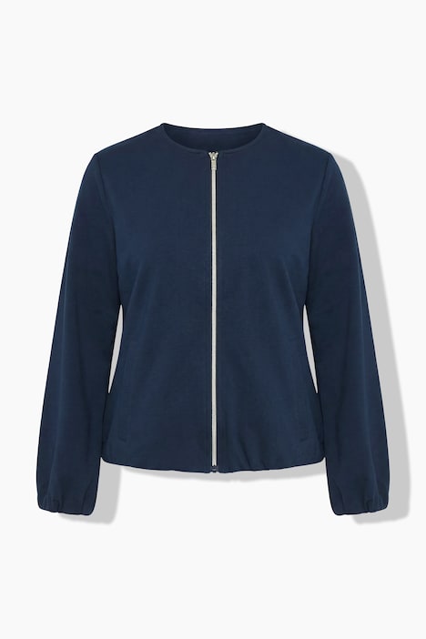 Sweatjacke, Ballonärmel, Rundhals, elastischer Saum