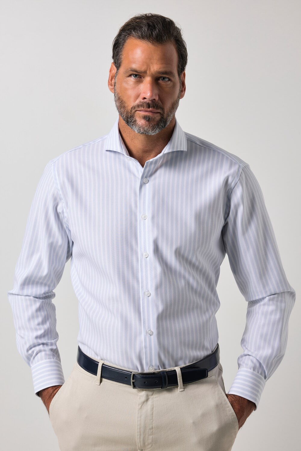 Streifenhemd, Business, Langarm, Modern Fit, Haikragen, bügelfrei, bis 8 XL