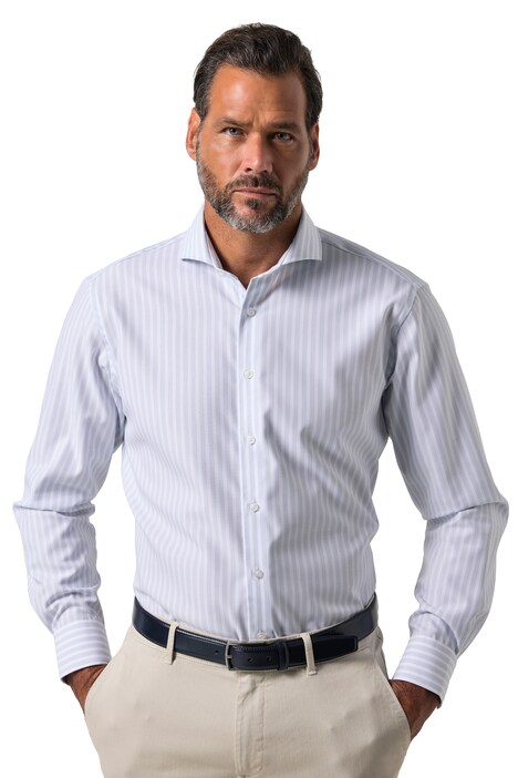 Pruhovaná košile, businessová, dlouhé rukávy, moderní střih, nízký stojáček, bez žehlení, do velikosti 8 XL