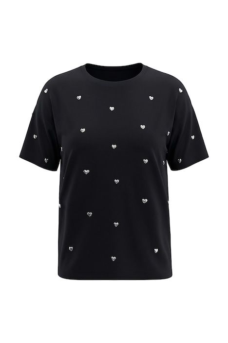 Tričko, oversize střih, s nýtky ve tvaru srdíček