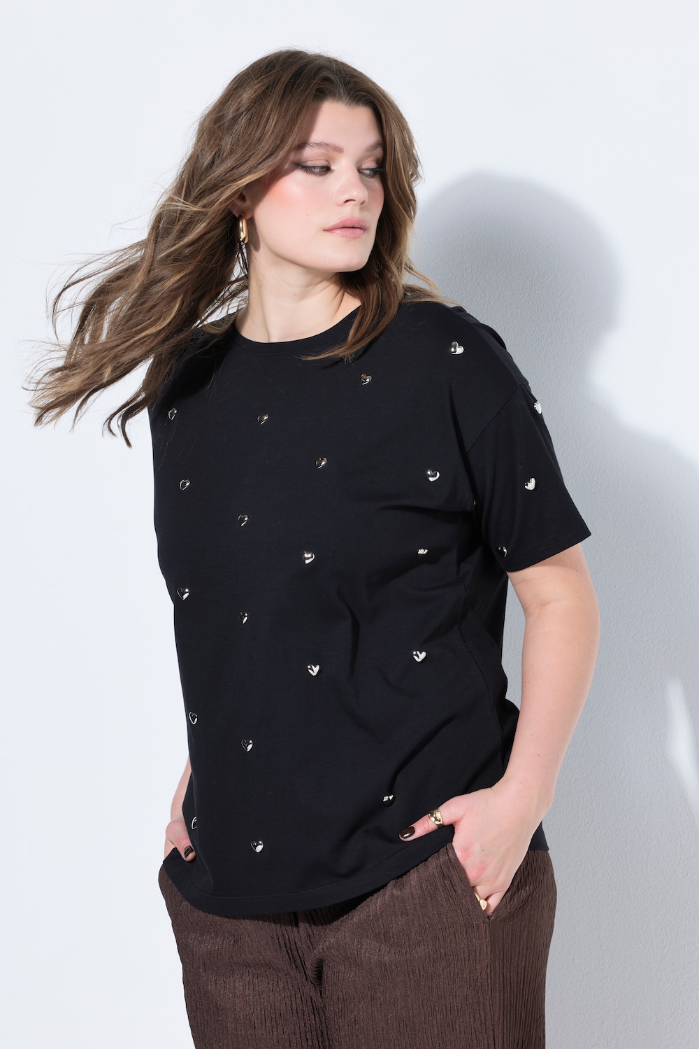 T-shirt, oversized, hartvormige studs