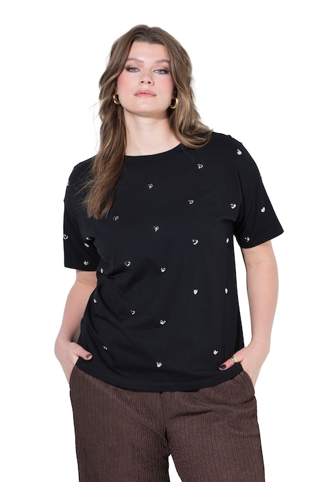 Tričko, oversize střih, s nýtky ve tvaru srdíček