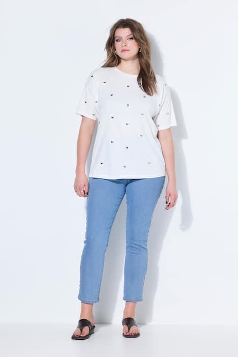 T-Shirt, oversized, Hearts-Nieten