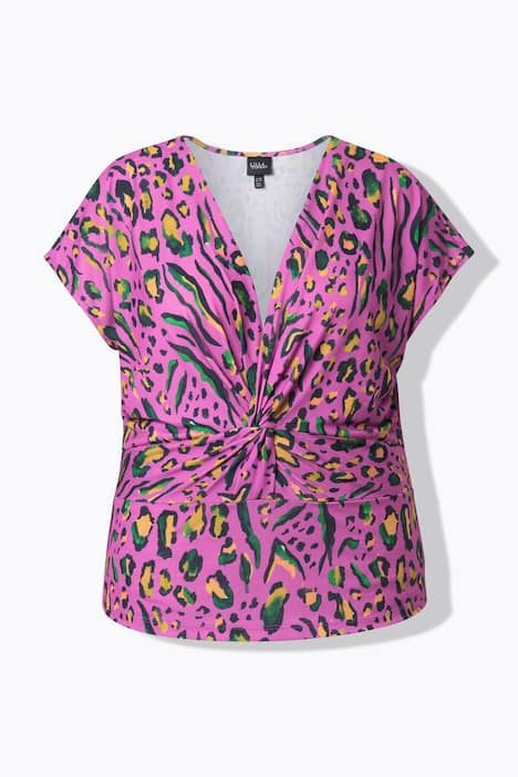 Top con drappeggio, scollo a V e senza maniche