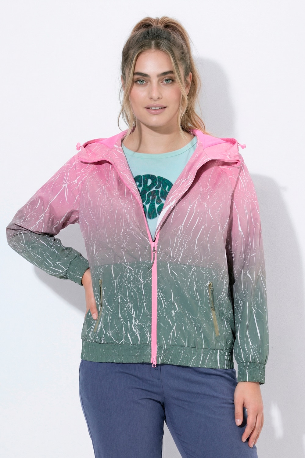 Funktionsjacke, Farbverlauf, Kapuze, wasserabweisend