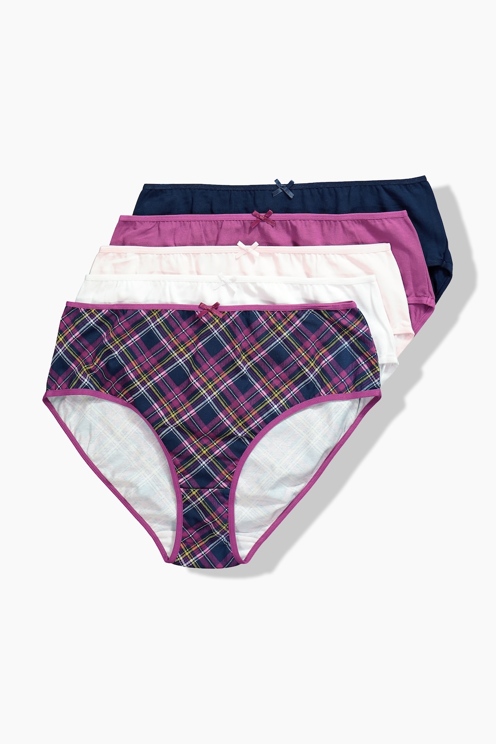 Midislips, 5er-Pack, Karo/einfarbig, Biobaumwolle