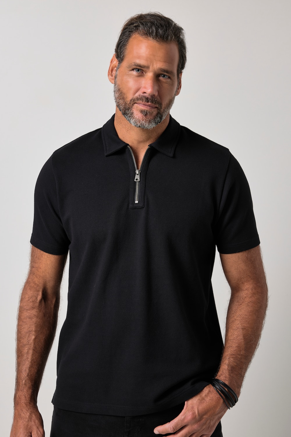 Poloshirt, Halbarm, Piqué, Zipper, bis 8 XL