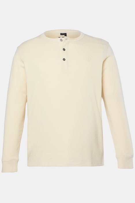 Henley, Langarm, Knopfleiste, bis 8 XL