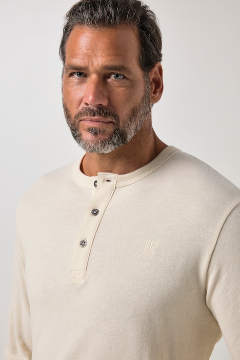 Henley, Langarm, Knopfleiste, bis 8 XL