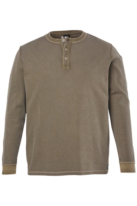 Henley, dlouhý rukáv, zapínání na knoflíky, vintage styl, až 8 XL