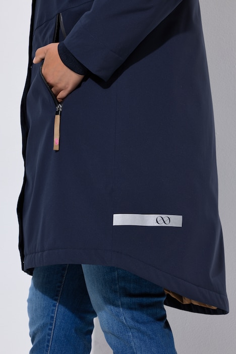 Funktionsmantel, Kapuze, 2-Wege Zipper, reflektierender Print