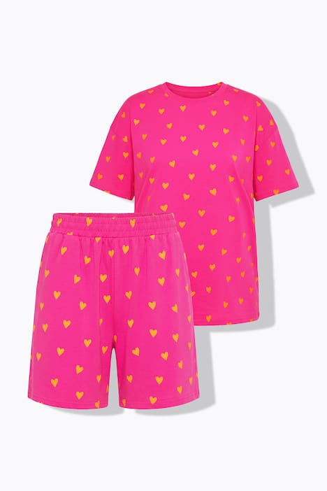 Pyjama, kurzer Zweiteiler, Hearts-Print