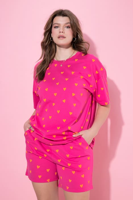 Pyjama, kurzer Zweiteiler, Hearts-Print