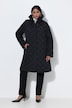 Manteau matelassé, motif brodé, coupe évasée et col montant