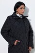 Manteau matelassé, motif brodé, coupe évasée et col montant