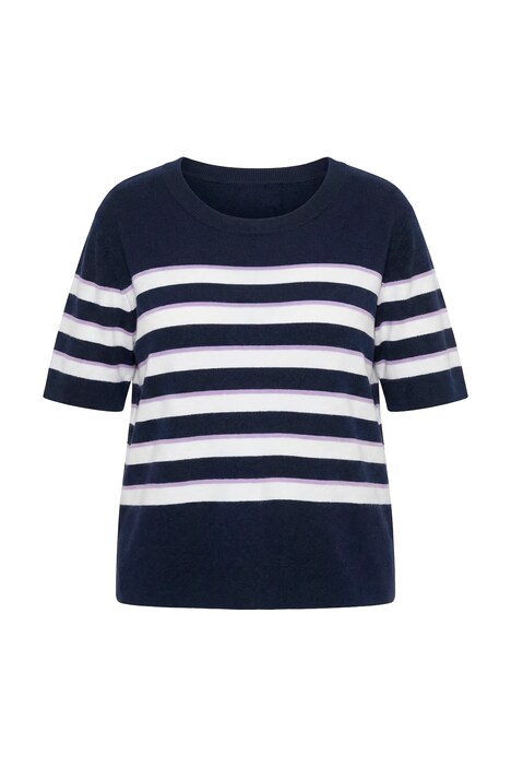 Pullover, Streifen, Rundhalsausschnitt, Halbarm