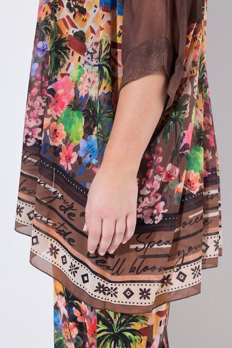 Blouse oversize en tulle, top opaque en jersey et motif floral