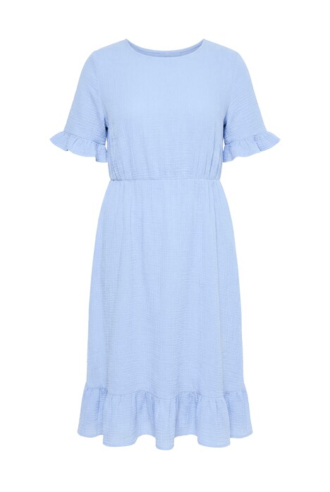 Mušelínové šaty, midi délka, volány, krátkérukávy