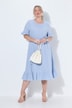 Robe en mousseline, longueur midi et manches courtes, volants