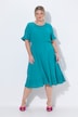 Robe en mousseline, longueur midi et manches courtes, volants