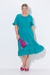 Robe en mousseline, longueur midi et manches courtes, volants