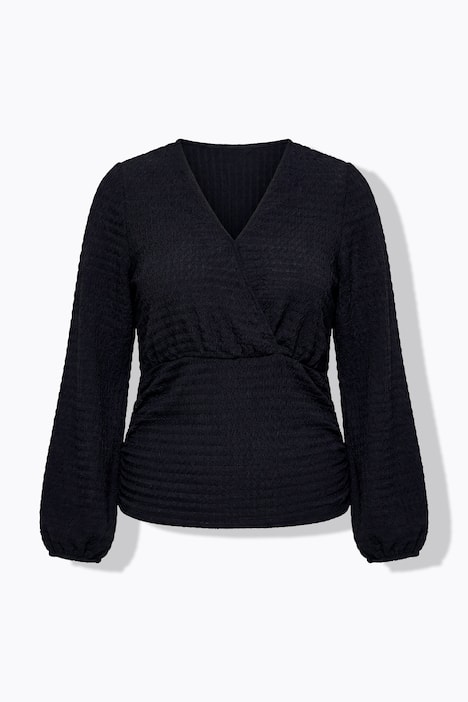 T-Shirt, bequeme Passform, Strukturjersey, Ballon-Langarm