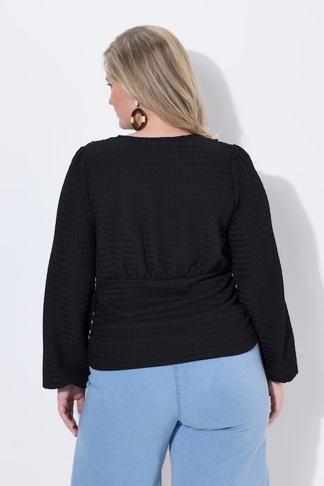 T-Shirt, bequeme Passform, Strukturjersey, Ballon-Langarm