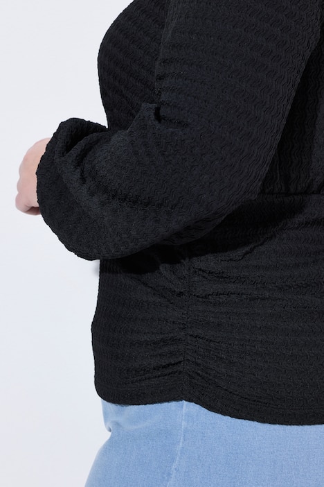 T-Shirt, bequeme Passform, Strukturjersey, Ballon-Langarm