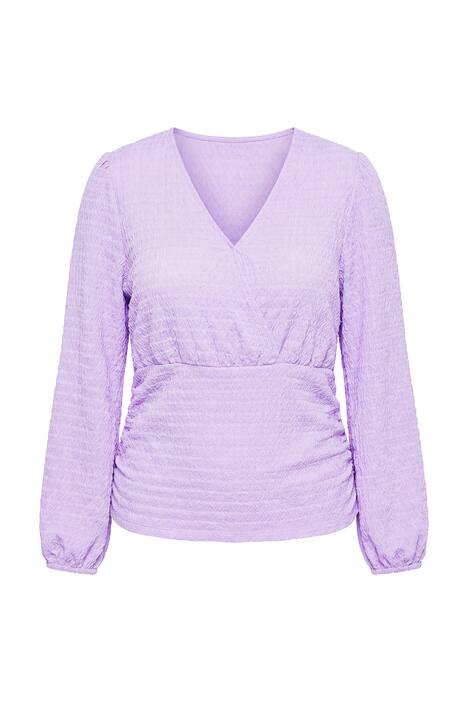 Tričko, pohodlný volný střih, strukturovaný žerzej, balónkové dlouhé rukávy