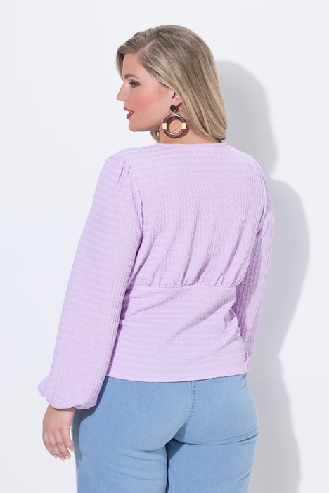 T-Shirt, bequeme Passform, Strukturjersey, Ballon-Langarm