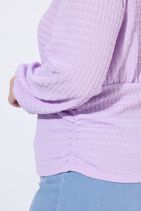 T-Shirt, bequeme Passform, Strukturjersey, Ballon-Langarm