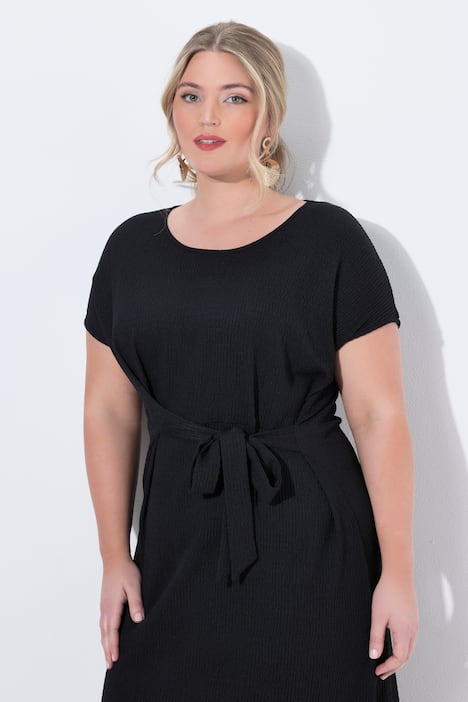 Jerseykleid, Midilänge, Drapierung mit Bindeband