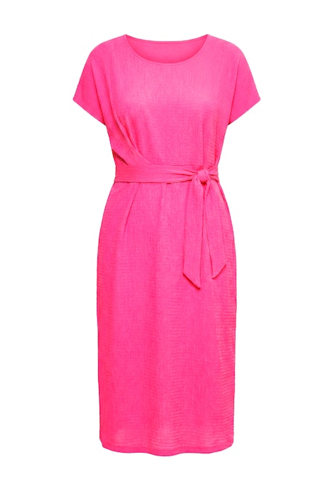 Žerzejové šaty, midi délka, nařasení s páskem na zavazování