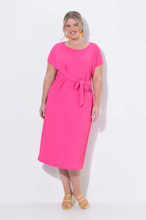 Jerseykleid, Midilänge, Drapierung mit Bindeband