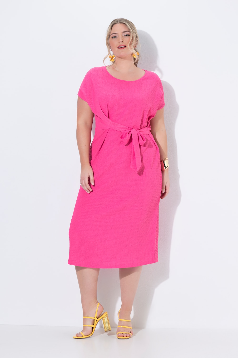 Jerseykleid, Midilänge, Drapierung mit Bindeband