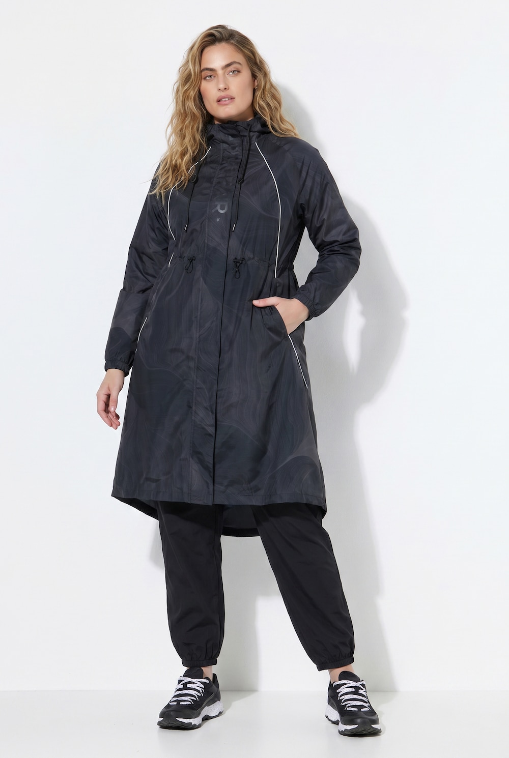 Regenparka, wasserdicht, Kapuze, 2-Wege-Zipper